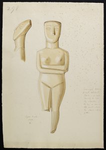 绘制大理石基克拉迪图，Syros 1809（纸上wc） 作者 托马斯·伯根